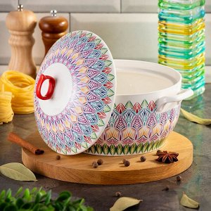 Кастрюля для запекания керамика, 1.6 л, круглая, с крышкой, Восток, Y6-10192/Y4-9178