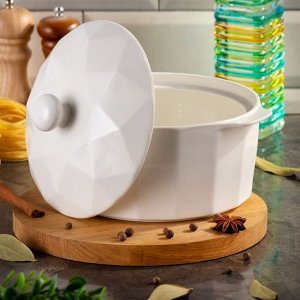 Кастрюля для запекания керамика, 24х20х15 см, 1.9 л, круглая, с крышкой, Антарктида, Y6-10190/Y4-9180