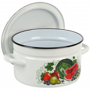 Кастрюля эмалированная сталь, 5 л, с крышкой, крышка сталь, цилиндрическая, Керченский металлургический завод, Восточные дары, 41804-162/6-У4, белая