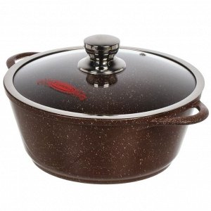 Кастрюля алюминий, антипригарное покрытие, 4 л, с крышкой, крышка стекло, Горница, Шоколад, к2633аш