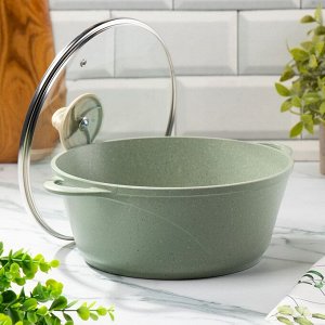 Кастрюля алюминий, антипригарное покрытие, 4 л, крышка стекло, Гурман, Мята, ГМк403МЛ, индукция