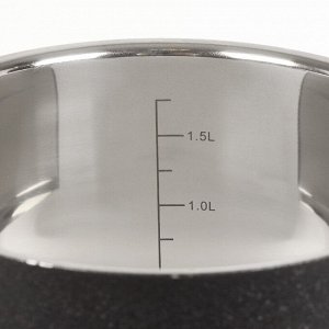 Кастрюля нержавеющая сталь, 2.1 л, с крышкой, крышка стекло, Daniks, Денвер, GS-01337-16CA, индукция