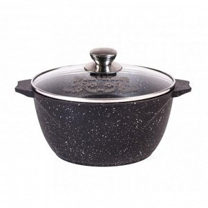 Кастрюля алюминий, антипригарное покрытие, 2 л, с крышкой, крышка стекло, Мечта, Гранит black, 42802