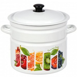 Кастрюля эмалированная сталь, 10 л, с крышкой, крышка сталь, цилиндрическая, Керченский металлургический завод, Палитра вкуса, 41804-222/6-У2, белая