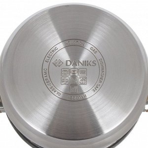 Кастрюля нержавеющая сталь, 1.9 л, крышка стекло, Daniks, Осло, GS-01147-16CA, индукция