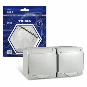 Розетка TOKOV ELECTRIC, Nix, 2 м, 16 А, IP54, 250 В, с заземлением, серая, TKE-NX-R2Z-C06-IP54