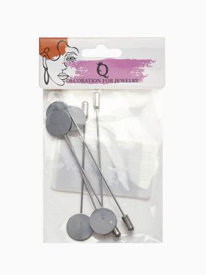 Основа «Брошь-игла» L= 7,5 см, площадка 1,5 см (набор 5 шт.), цвет серебро