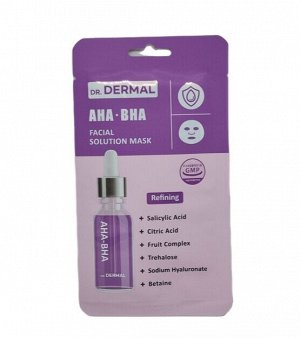 Тканевая маска для лица с АНА·BHA кислотами - Dr.Dermal Facial Solution Mask AHA·BHA
