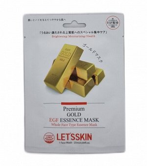 Тканевая маска для лица с золотом и EGF - Let's Skin Gold & EGF Essence Mask
