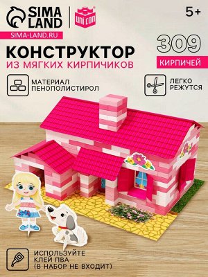 Конструктор из кирпичиков «Домик», 309 деталей, 5+