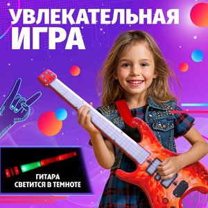 Музыкальная гитара «Рок звезда», звук, свет, цвет красный