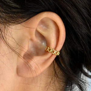 Серьга-кафф 12,5*3,7мм с позолоченным покрытием, 1 штука