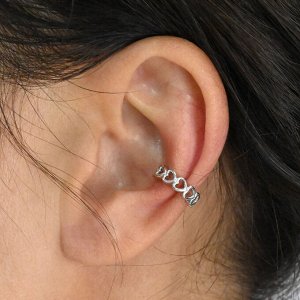 Серьга-кафф 12,5*3,7мм с родиевым покрытием, 1 штука