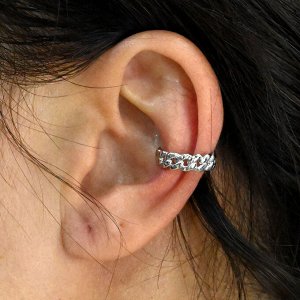 Серьга-кафф 15*4мм с родиевым покрытием, 1 штука