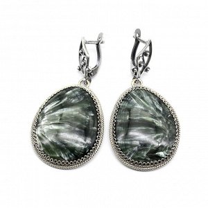 Серьги серафинит 27*34мм.