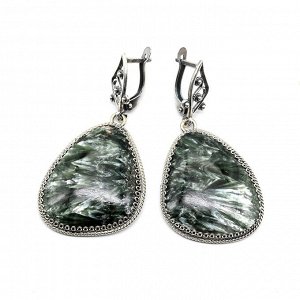 Серьги серафинит 28*33мм.