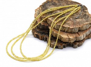 Колье с фианитами шарик гр.3мм цвет желтый, 45см