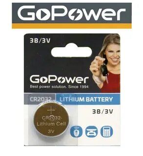 Батарейки GoPower CR2032 (таблетка) 1 шт.