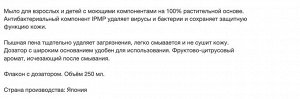 Жидкое мыло для рук "KireiKirei" с антибактериальным эффектом с маслом розмарина для всей семьи
с фруктово-цитрусовым ароматом (помпа) 250 мл, Япония
