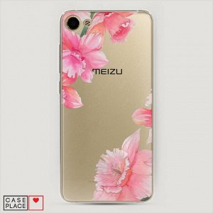 Силиконовый чехол Розовые цветочные уголки на Meizu U10