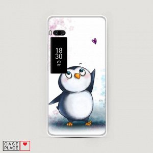 Силиконовый чехол Пингвин и сердечко на Meizu Pro 7