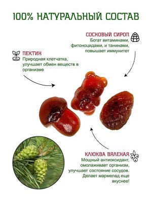 Мармелад сосновый с клюквой, флоу-пак, вес