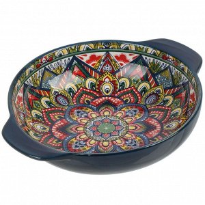 Салатник фарфор, круглый, 6 см, 25х20.5х6 см, с ручками, Arabesque, 860083, синий