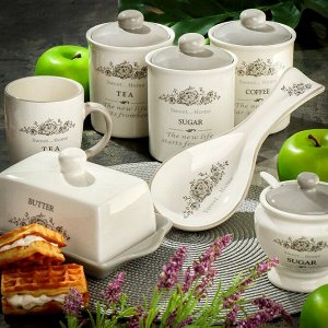 Сахарница 220 мл, доломит, с ложкой, Daniks, Классик, HC3D05-N1