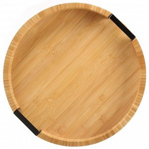 Поднос бамбук, 38.7х5.3 см, круглый, с ручками, ST01438B1