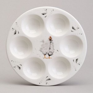 Блюдо керамика, для яиц, 18х18х2.5 см, 6 ячеек, Funny hens, Lefard, 358-2292