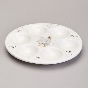Блюдо керамика, для яиц, 18х18х2.5 см, 6 ячеек, Funny hens, Lefard, 358-2292