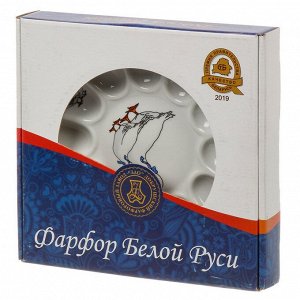 Блюдо фарфор, для яиц, круглое, 22 см, Гуси, Добрушский фарфоровый завод, 9С1092/1Ф34