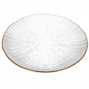 Тарелка десертная, стекло, 21x2 см, отвод золотом, круглая, Алмаз, Daniks, B150096/Y4-9200