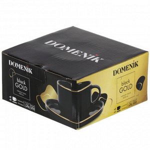 Чайная пара фарфор, 2 предмета, на 1 персону, 200 мл, Domenik, Black Gold, DM3015, подарочная упаковка