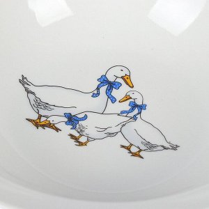 Миска фарфор, круглая, 5.5 см, 0.5 л, Гуси новые, Дулевский фарфор, 101892