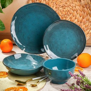Тарелка обеденная, керамика, 26 см, круглая, Stone Turquoise, Domenik, TDP570/DMD051