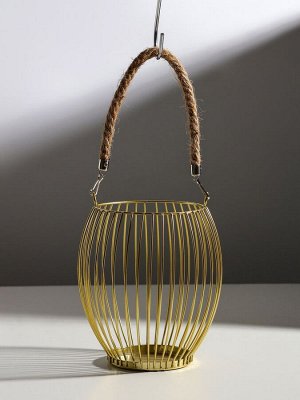 Подсвечник металл на 1 свечу «Корзина», d=10 см, бронза, 15x15x17 см