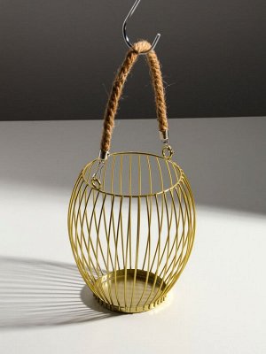 Подсвечник металл на 1 свечу «Корзина», d=10 см, бронза, 15x15x17 см