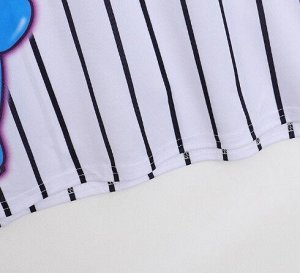 Футболка быстросохнущая с круглым вырезом в полоску и с принтом, белый