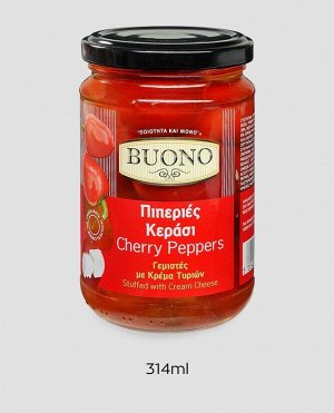 Красный    перец   Черри   с   сыром  в  масле   BUONO    стекло  280 гр