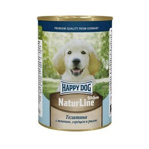 Happy Dog NaturLine конс 410г для щенков Телятина Печень Сердце Рис
