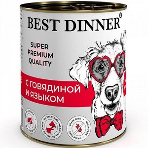 Best Dinner Super Premium конс 340гр для собак щенков Говядина Язык