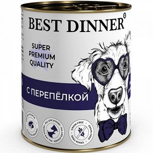 Best Dinner Super Premium конс 340гр для собак щенков Перепелка