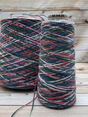 Пряжа для вязания 100 гр, Calzetteria носочная пряжа 75% меринос 25% полиамид 400м/100г 15 Зеленый-красный-белый