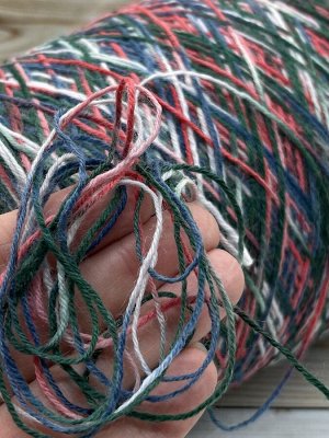 Пряжа для вязания 100 гр, Calzetteria носочная пряжа 75% меринос 25% полиамид 400м/100г 15 Зеленый-красный-белый