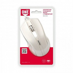 Проводная мышь Smartbuy ONE 338 White с RGB-подсветкой — 1200 DPI, эргономичная (140 см кабель)