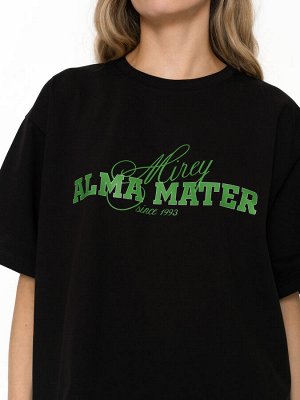 Футболка женская over fit ALMA MATER. Цвет: ночь (черный)