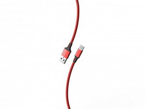 Кабель для зарядки Smartbuy S14 Type-C 3А, 2м — Быстрая зарядка, прочная оплетка, передача данных (красно-черный)