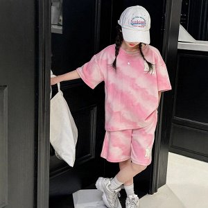 Костюм для девочки (футболка+шорты) с принтом