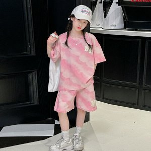 Костюм для девочки (футболка+шорты) с принтом